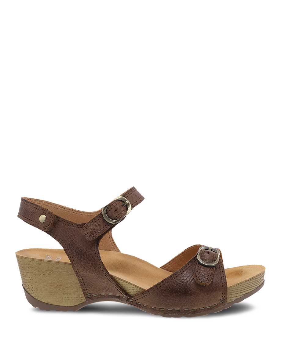 Tricia Ankle Strap Sandal in Brown