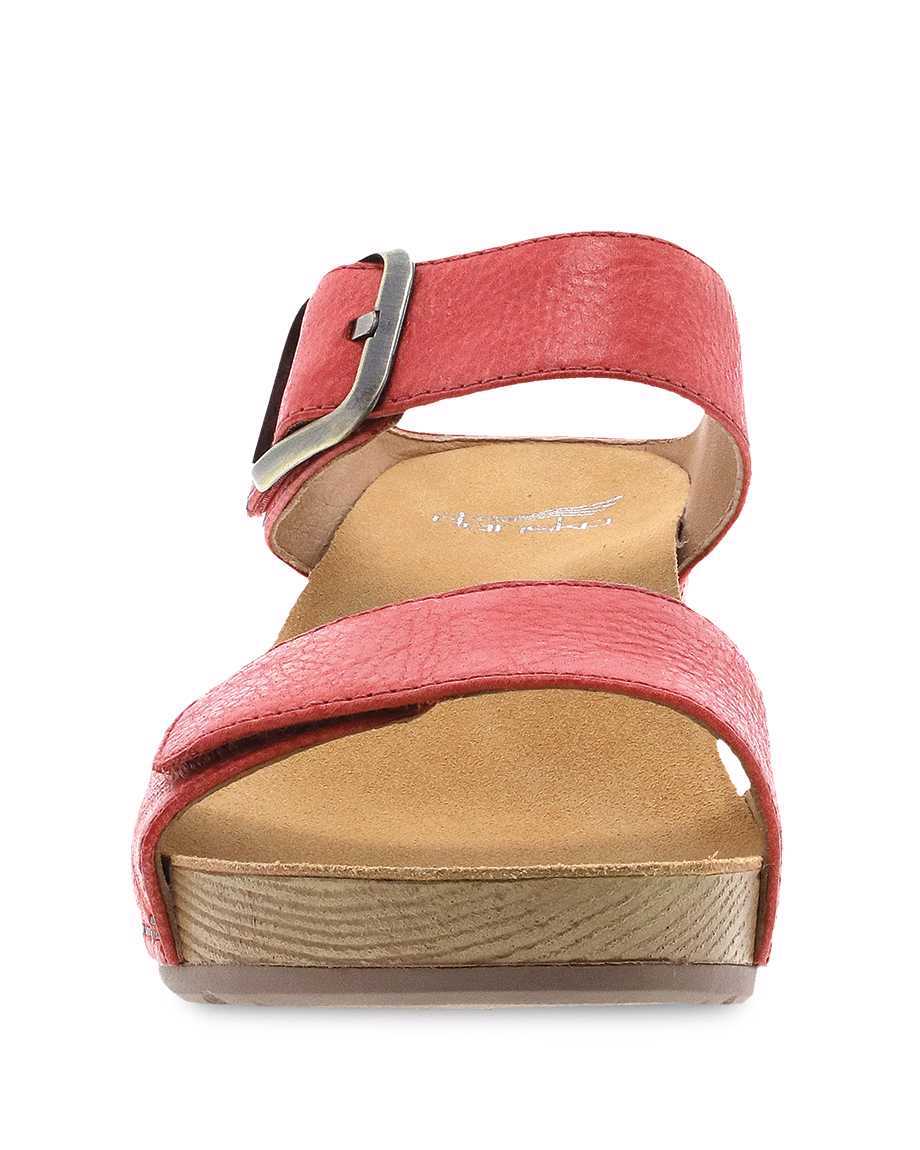 Tanya Burnished Adjustable Sandal in Coral