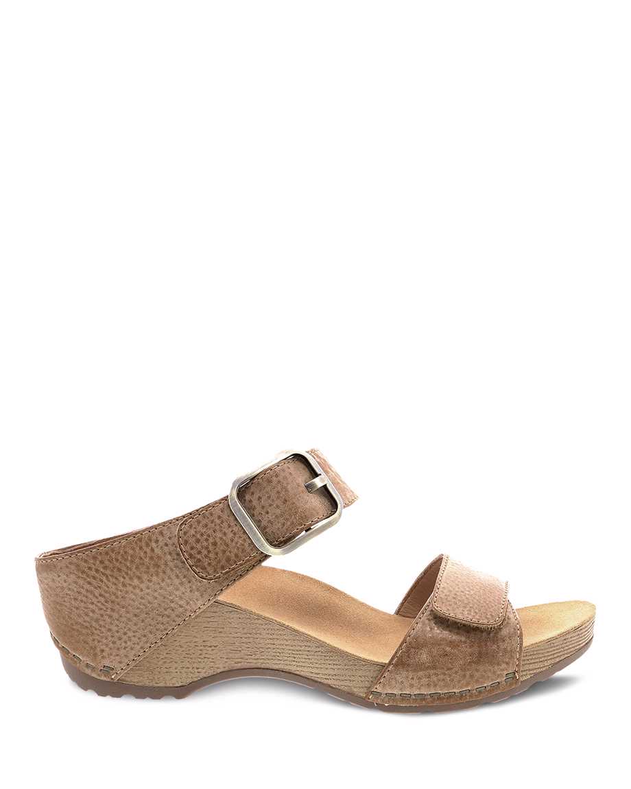 Tanya Burnished Adjustable Sandal in Tan