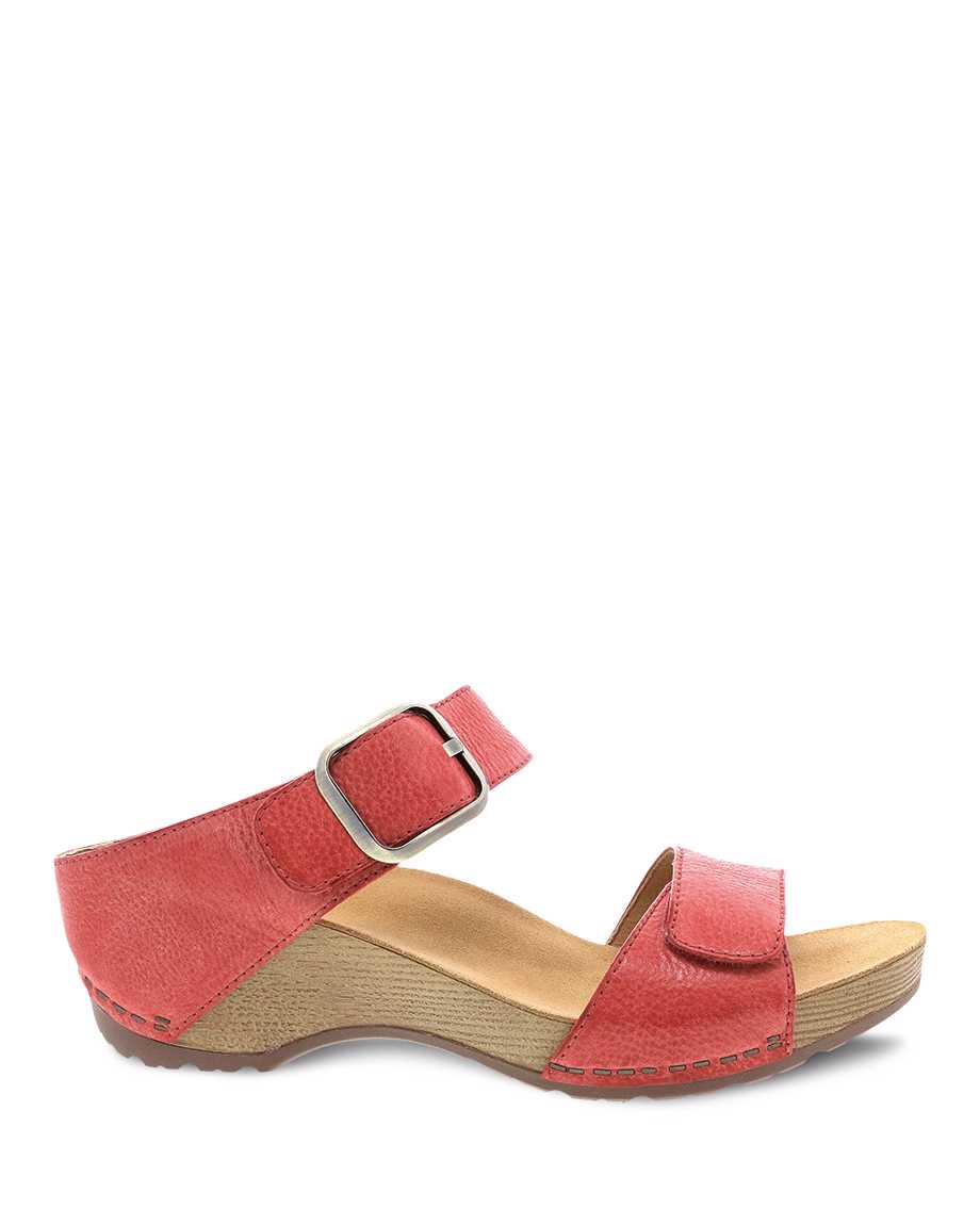 Tanya Burnished Adjustable Sandal in Coral