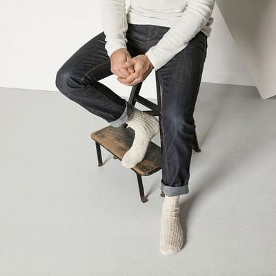 Men's Birkenstock Cotton Slub Socks in Beige White