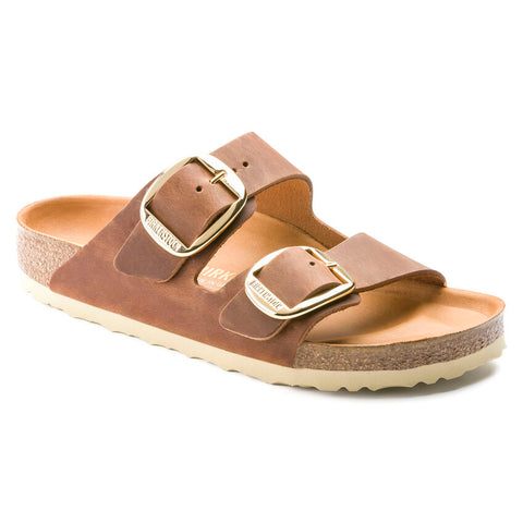 Arizona Big Buckle Classic Footbed Sandal in Cognac Oiled Leather CLOSEOUTS