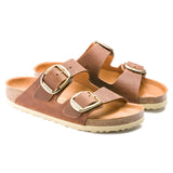 Arizona Big Buckle Classic Footbed Sandal in Cognac Oiled Leather