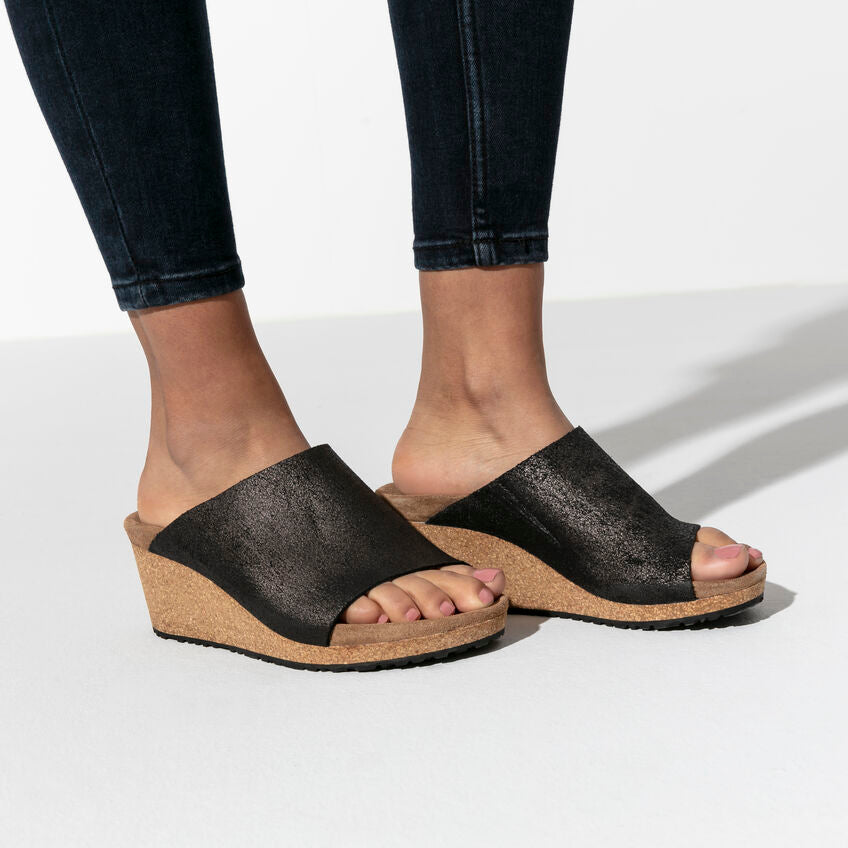 Namica Washed Antique Black Suede Wedge CLOSEOUTS