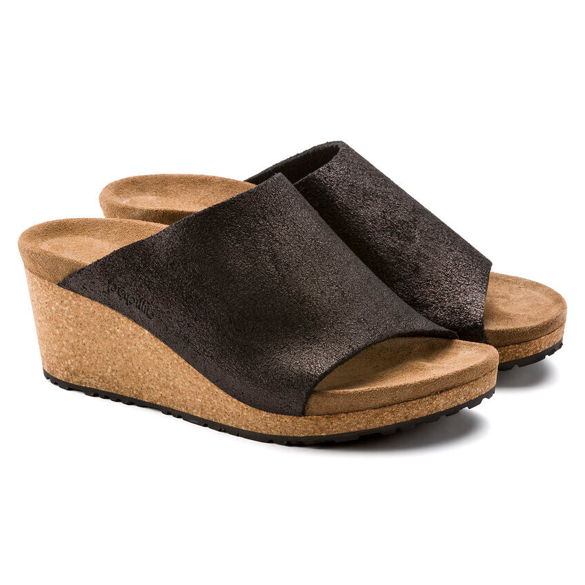 Namica Washed Antique Black Suede Wedge CLOSEOUTS