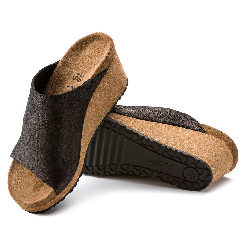 Namica Washed Antique Black Suede Wedge CLOSEOUTS