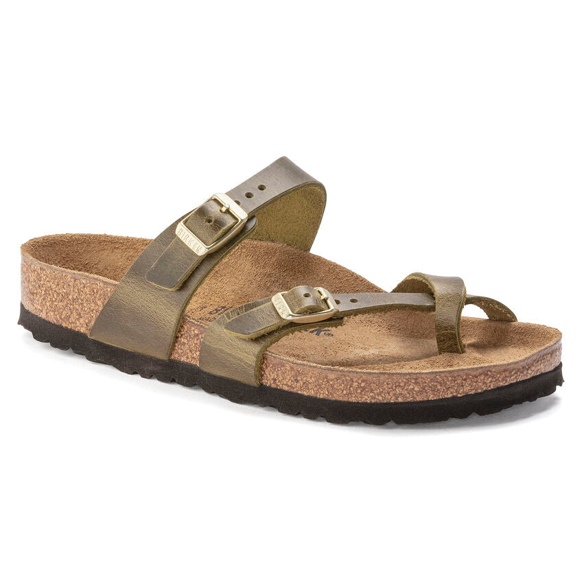 Mayari Strappy Sandal in Oiled Leather Olive