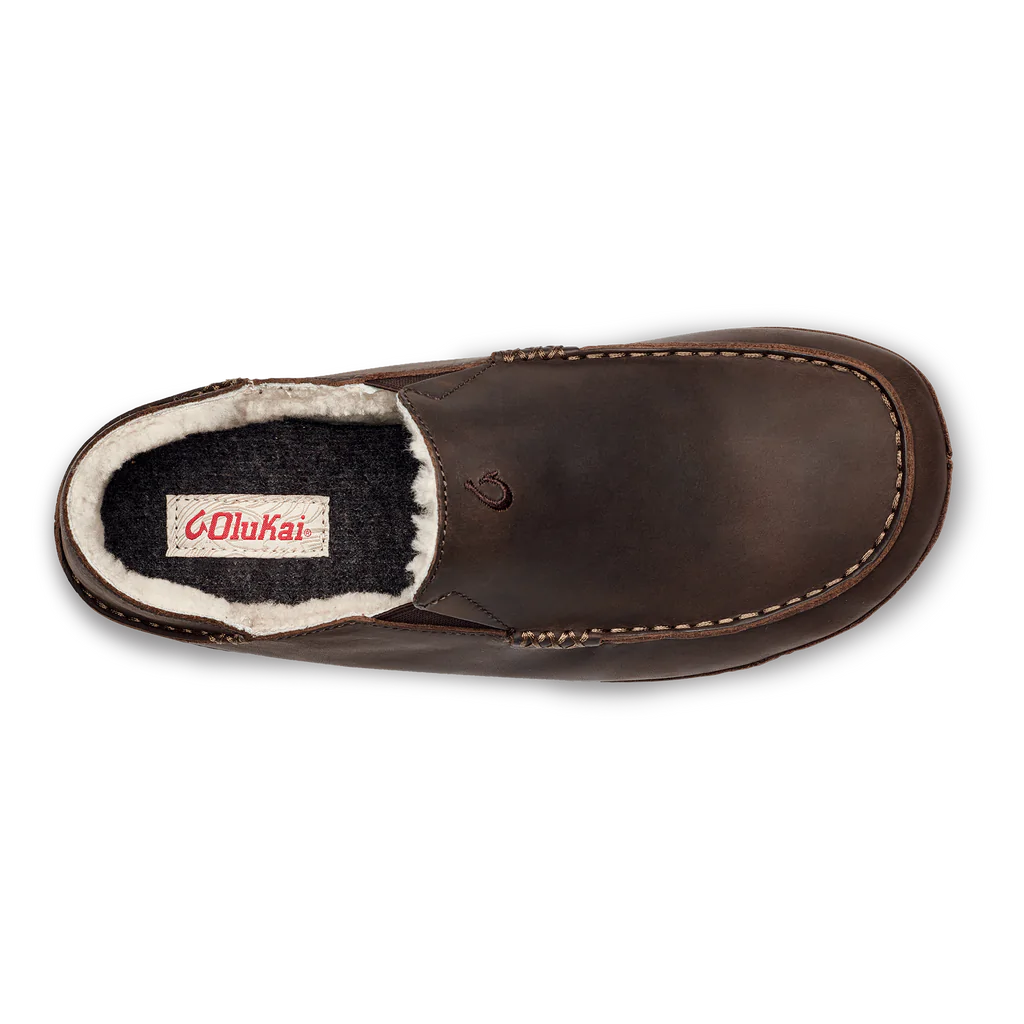 Moloa Men's Premium Leather Slipper in Dark Wood