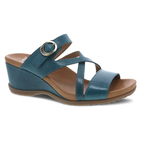Ana Strappy Slide Wedge in Teal CLOSEOUTS