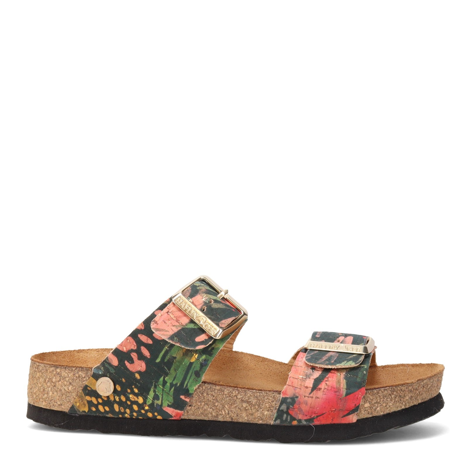 Two Strap Sandal "Andrea" in Black Multi CLOSEOUTS