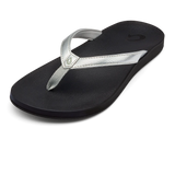 Puawe Woman's Sandal in Silver and Black