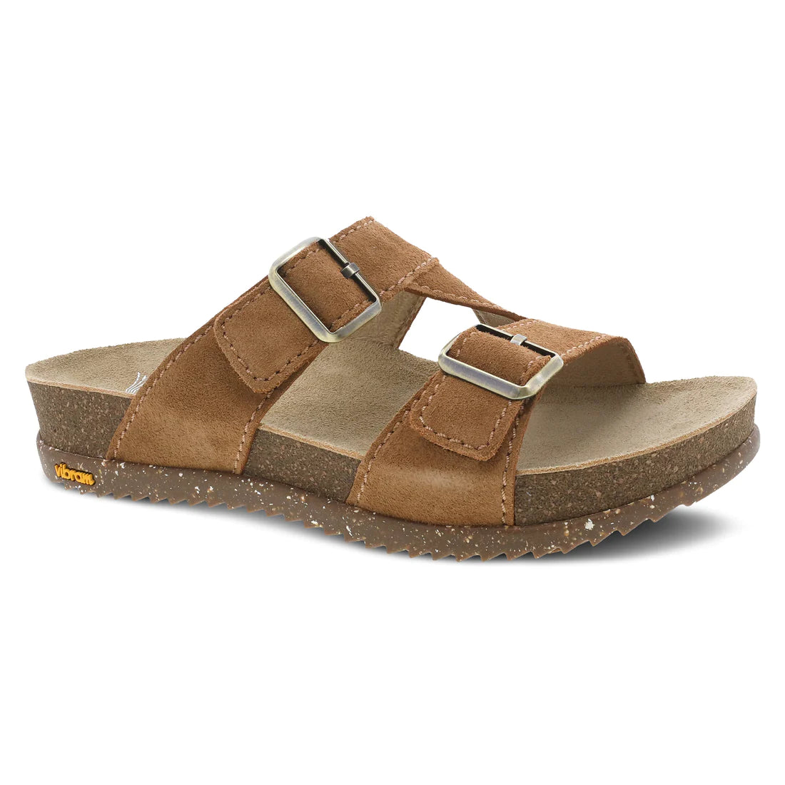 Dayna Two Strap Suede Sandal in Tan