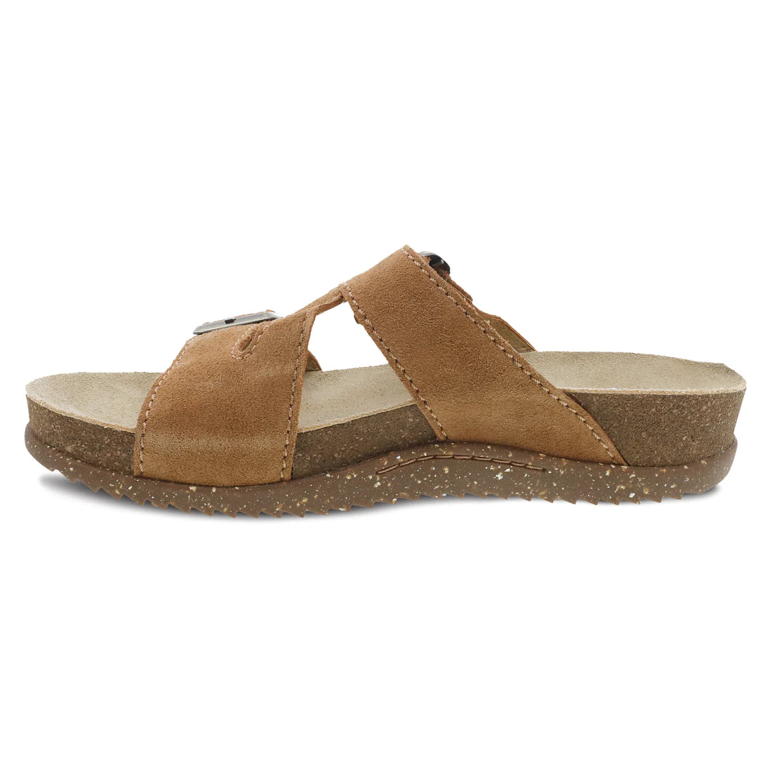 Dayna Two Strap Suede Sandal in Tan