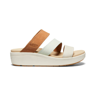 Ellecity Wedge Slide in Natural Leather/ Clear Aqua CLOSEOUTS