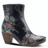 Folka Hand Painted Floral Boot in Black