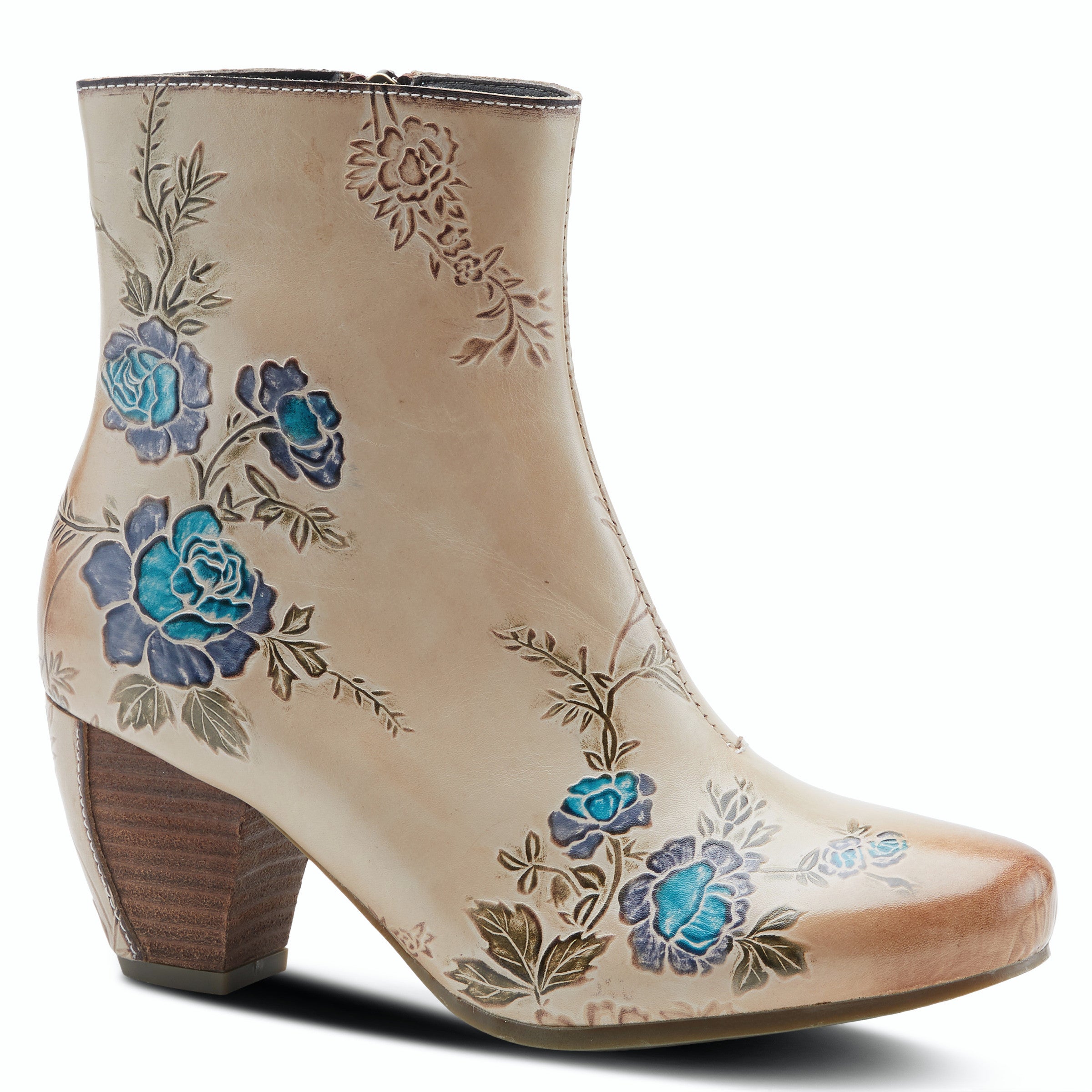 Folka Hand Painted Floral Boot in Beige