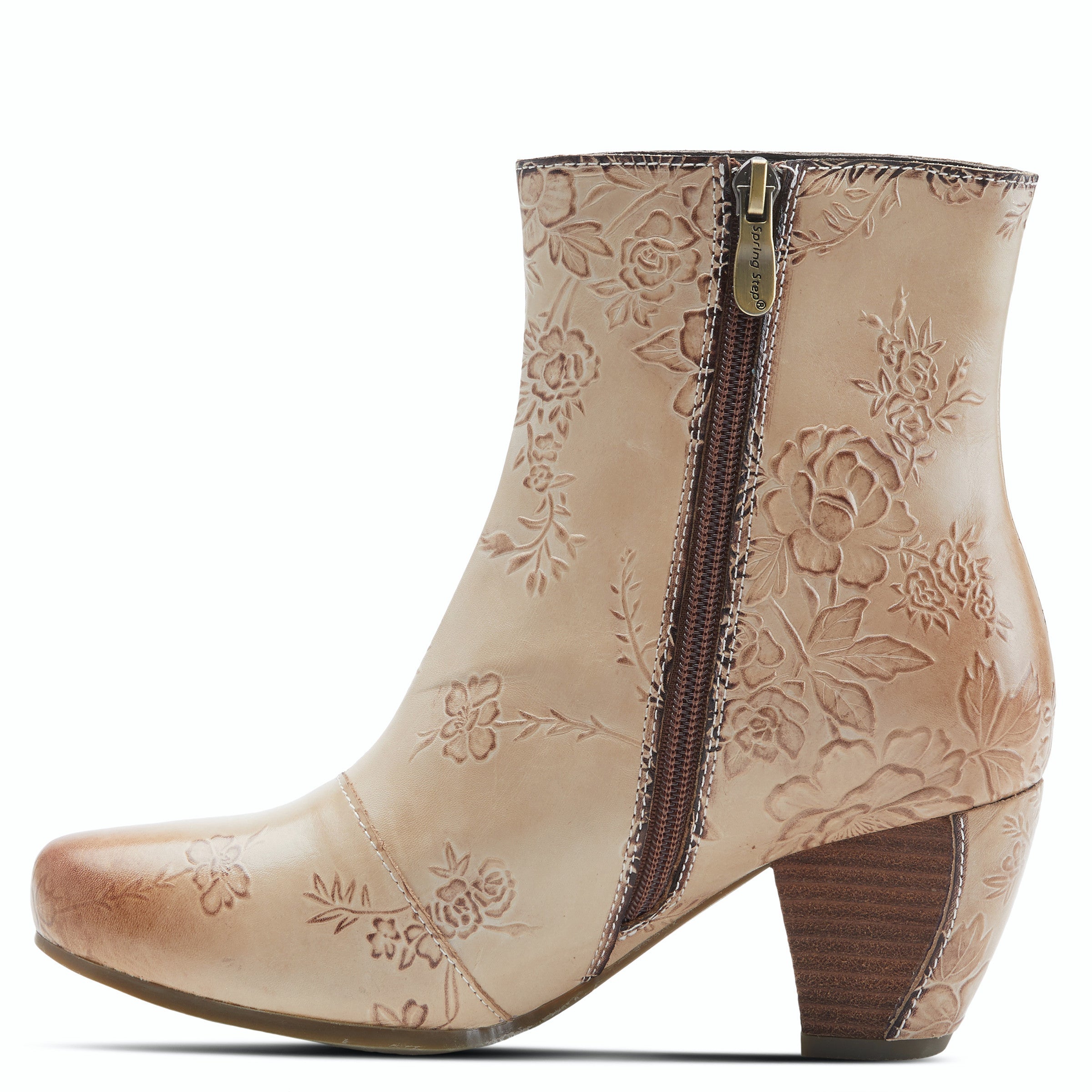 Folka Hand Painted Floral Boot in Beige