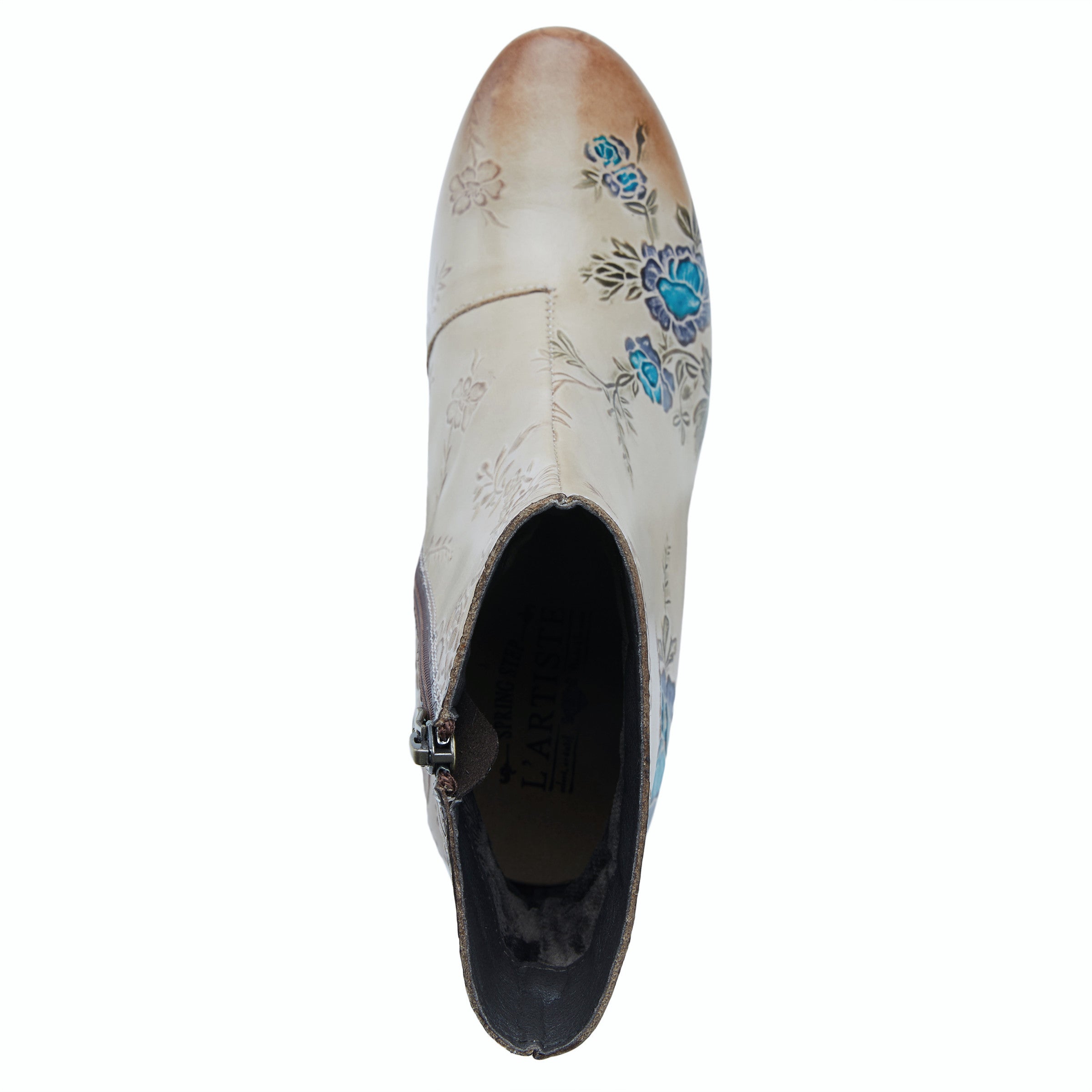 Folka Hand Painted Floral Boot in Beige