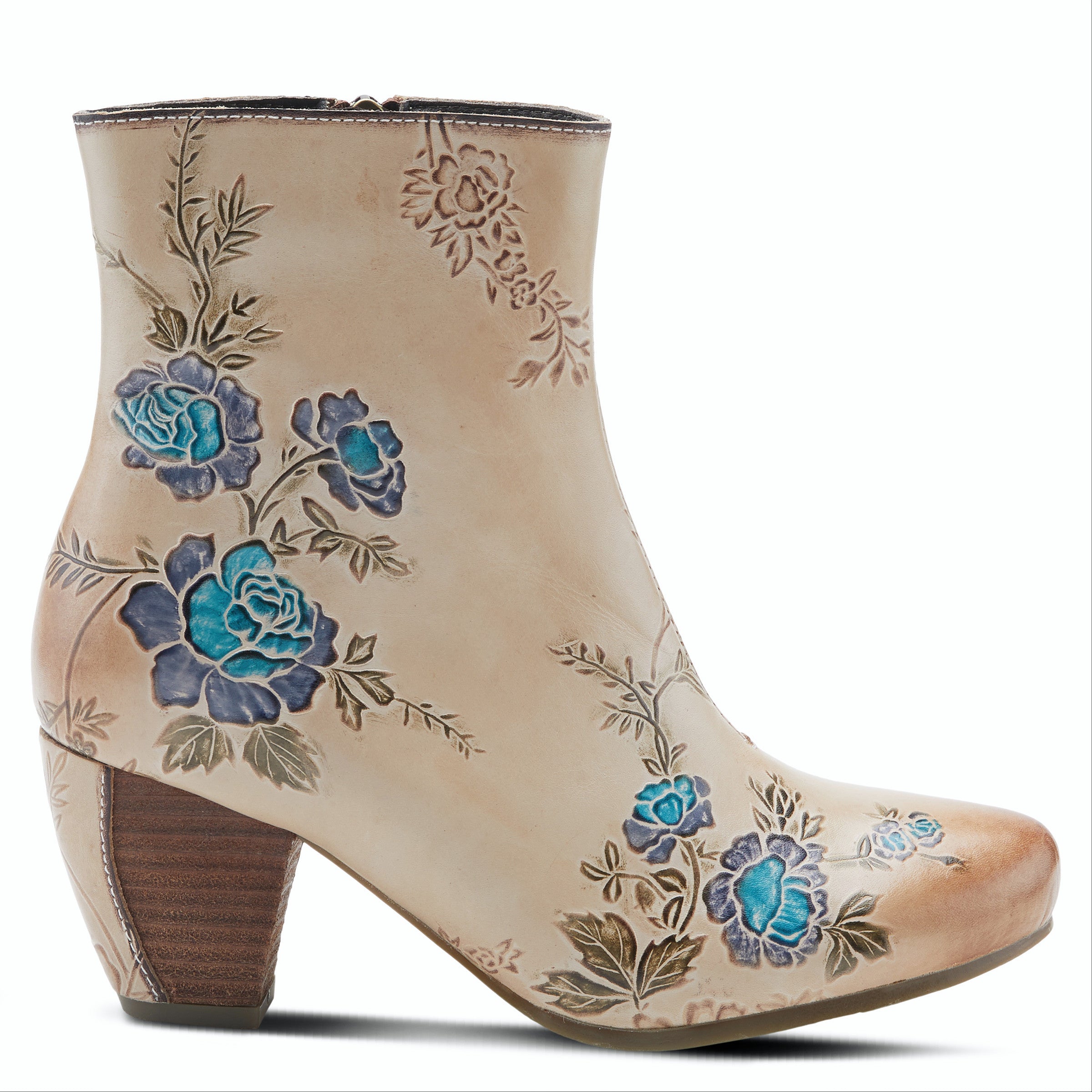 Folka Hand Painted Floral Boot in Beige