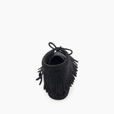 Women's Classic Fringe Softsole Moccasin in Black