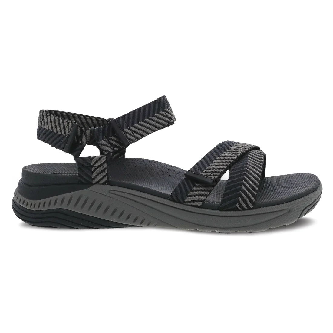 Racquel Strappy Sandal in Black Herringbone