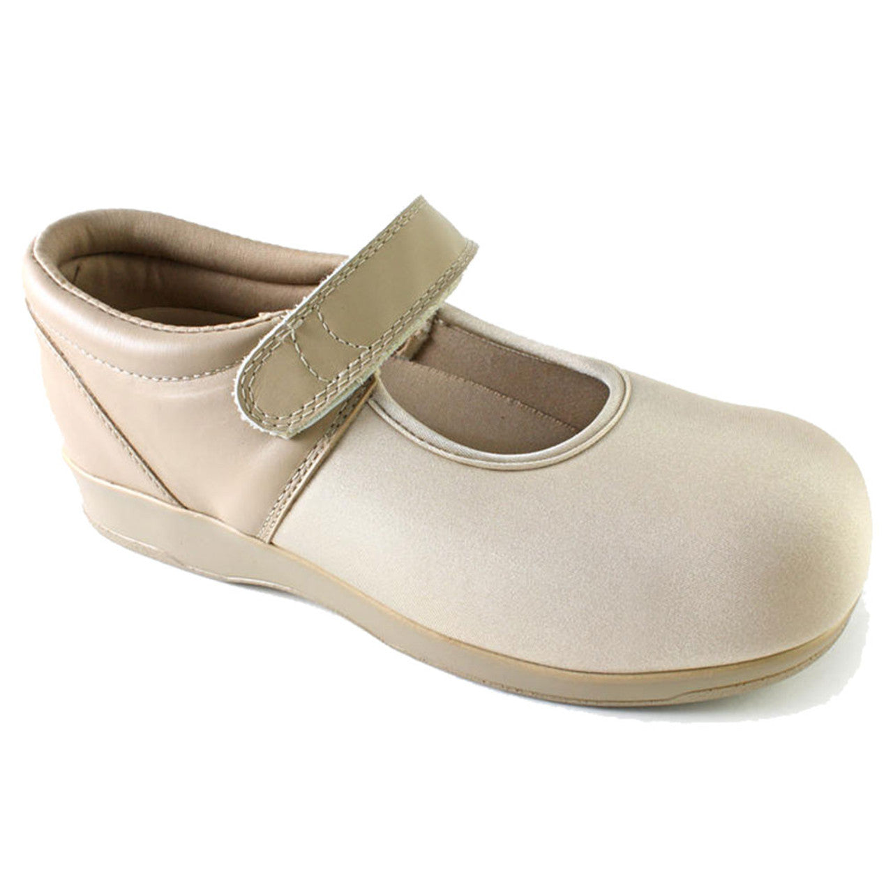 1 Strap Velcro Mary Jane in Beige (WIDE Widths)