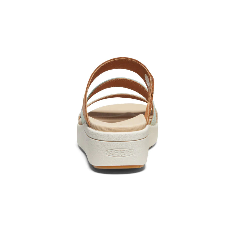 Ellecity Wedge Slide in Natural Leather/ Clear Aqua