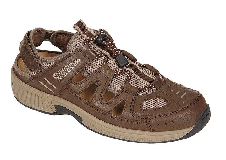 Alpine Fisherman Sandal With Velcro Heel Strap Wide Width in Brown CLOSEOUTS