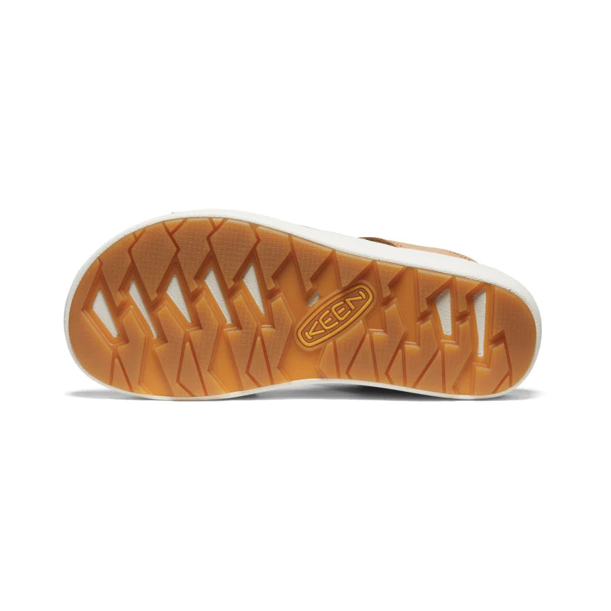 Ellecity Wedge Slide in Natural Leather/ Clear Aqua