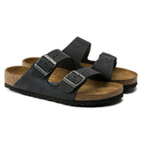 Arizona Classic Footbed Sandal in Black Oiled Leather