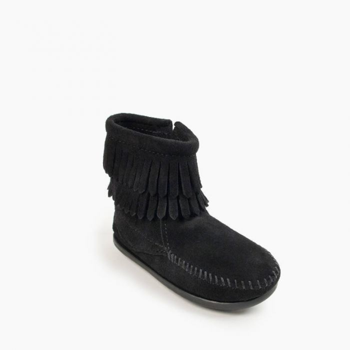 Kids' Double Fringe Side Zip Boot in Black