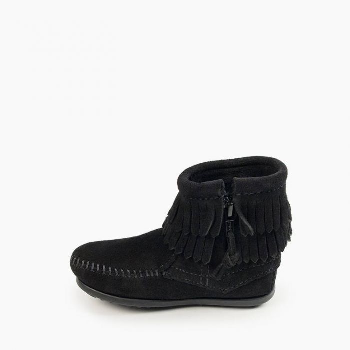 Kids' Double Fringe Side Zip Boot in Black