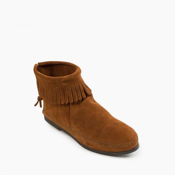 Back Zip Hardsole Boot in Brown