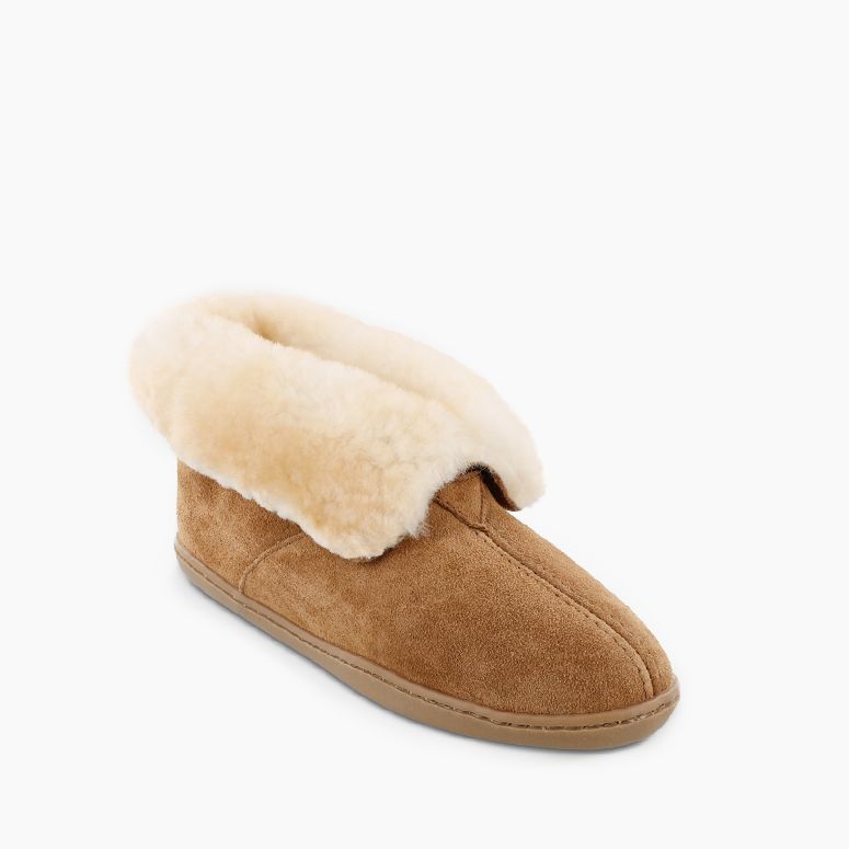 Women's Sheepskin Ankle Moccasin Boot in Tan