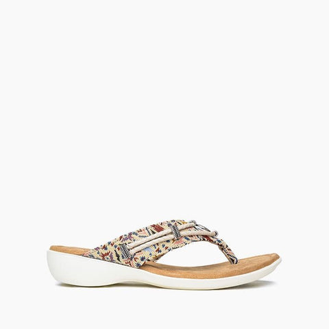 Silverthorn360 Toe Post Sandal in Cream Needlepoint Print CLOSEOUTS