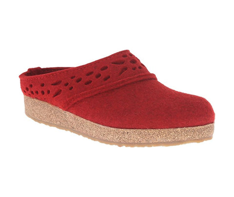 Classic Boiled Wool Clog "Lacey" in Chili