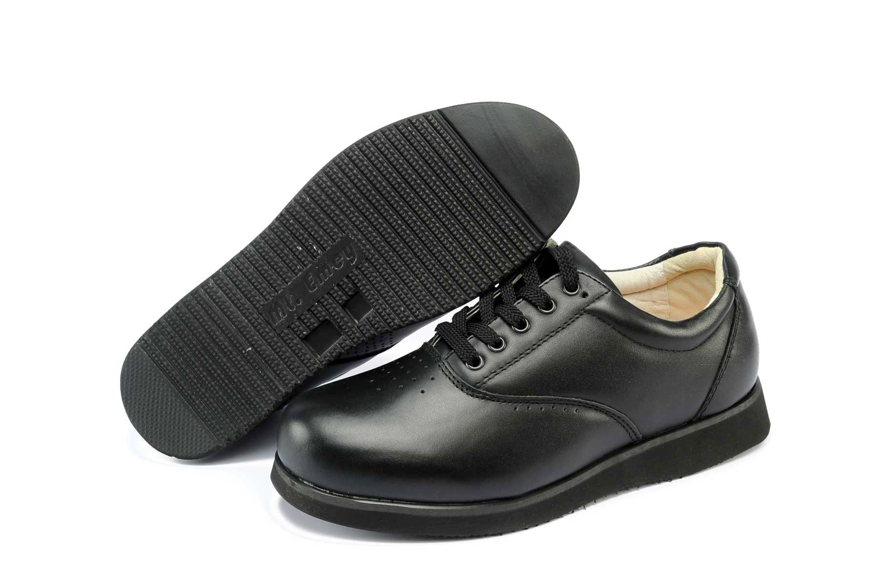 Lady's Dual Depth Leather Comfort Shoes in Black