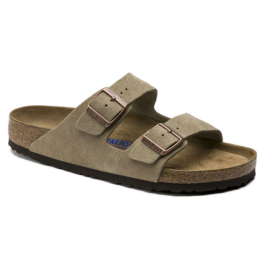 Arizona Soft Footbed Sandal in Taupe Suede