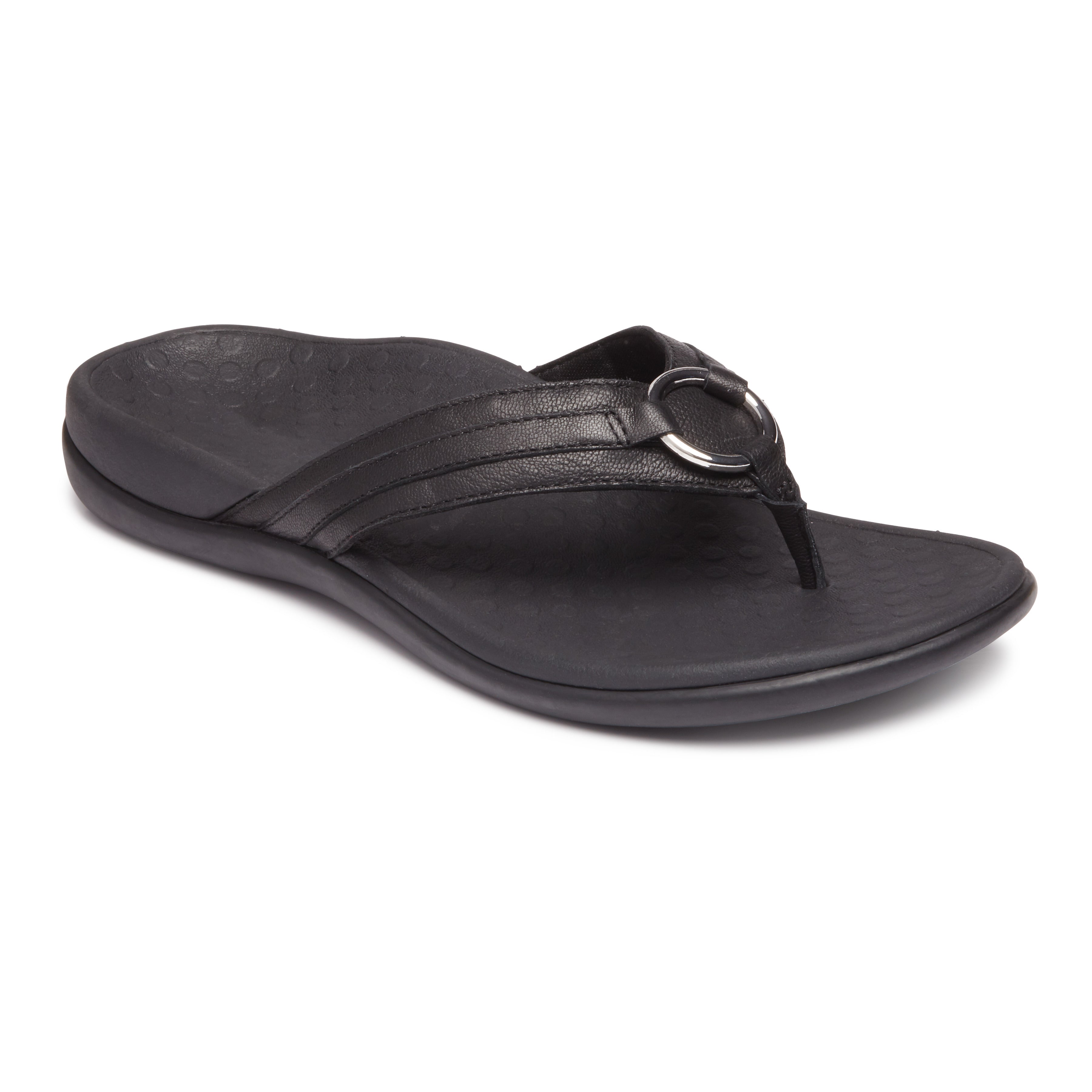 Tide Aloe Leather Flip Flop in Black