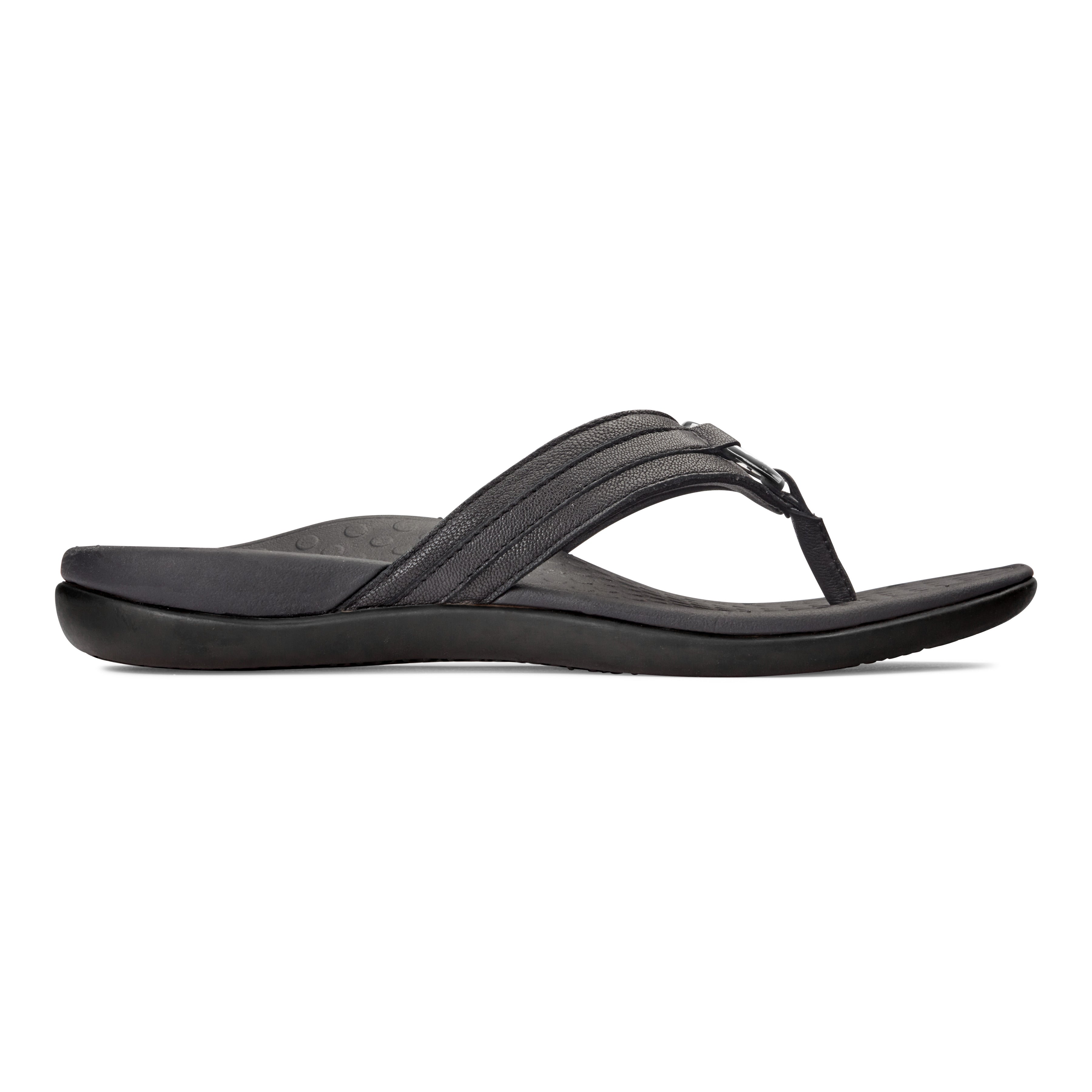 Tide Aloe Leather Flip Flop in Black