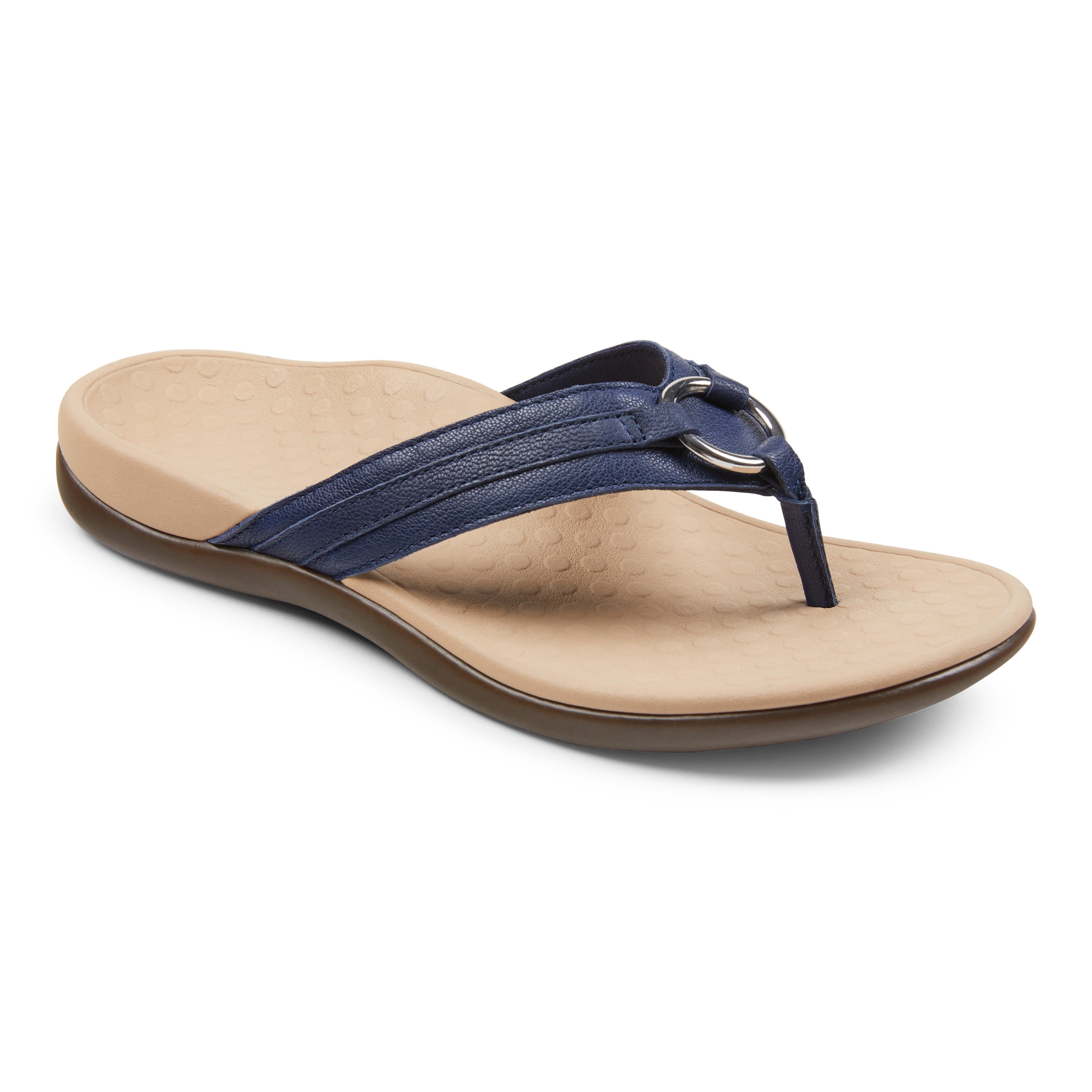 Tide Aloe Leather Flip Flop in Navy