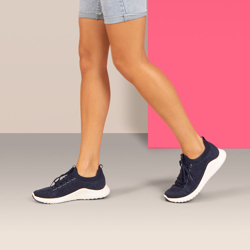 Carly Lace Up Sneaker in Navy