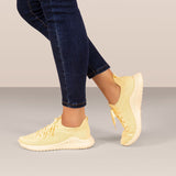 Carly Lace Up Sneaker in Lemon