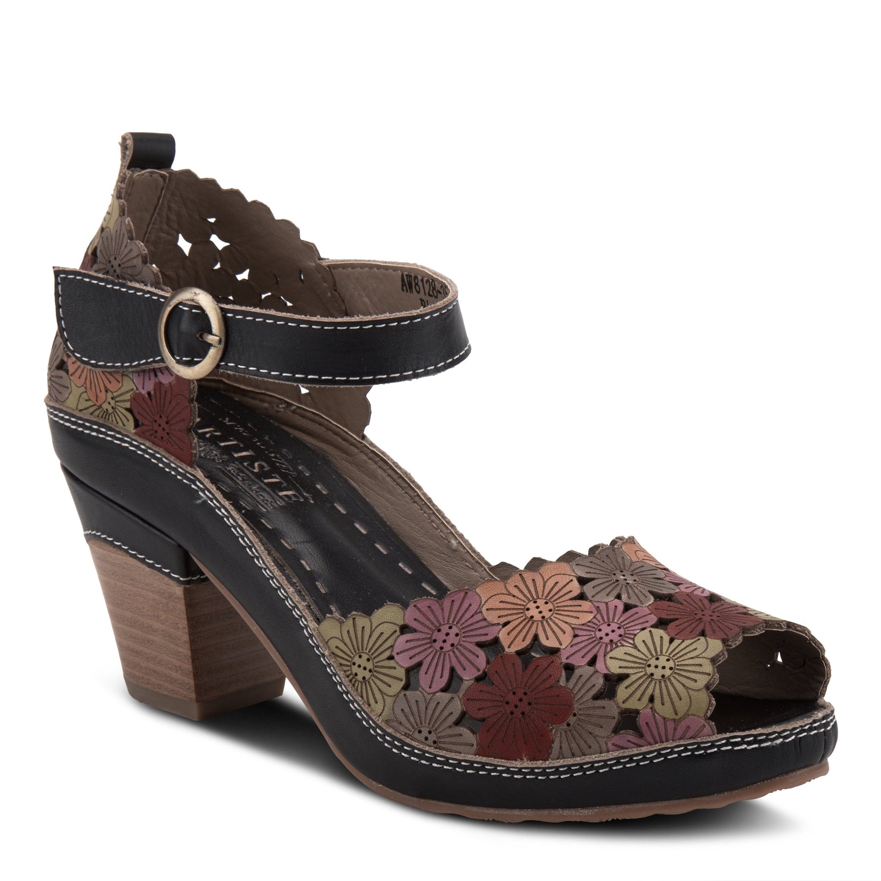 Avnia Floral Peep Toe in Black