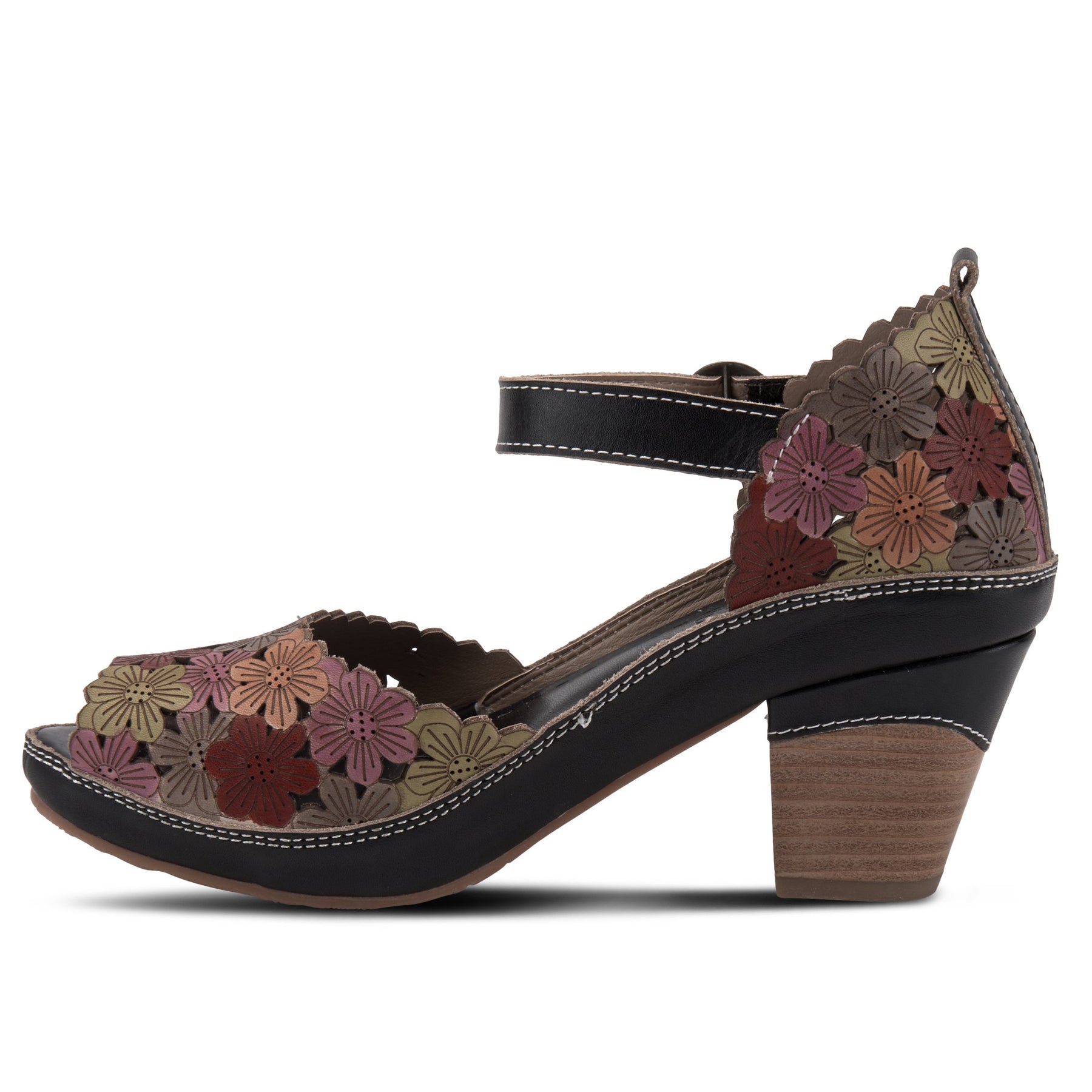 Avnia Floral Peep Toe in Black