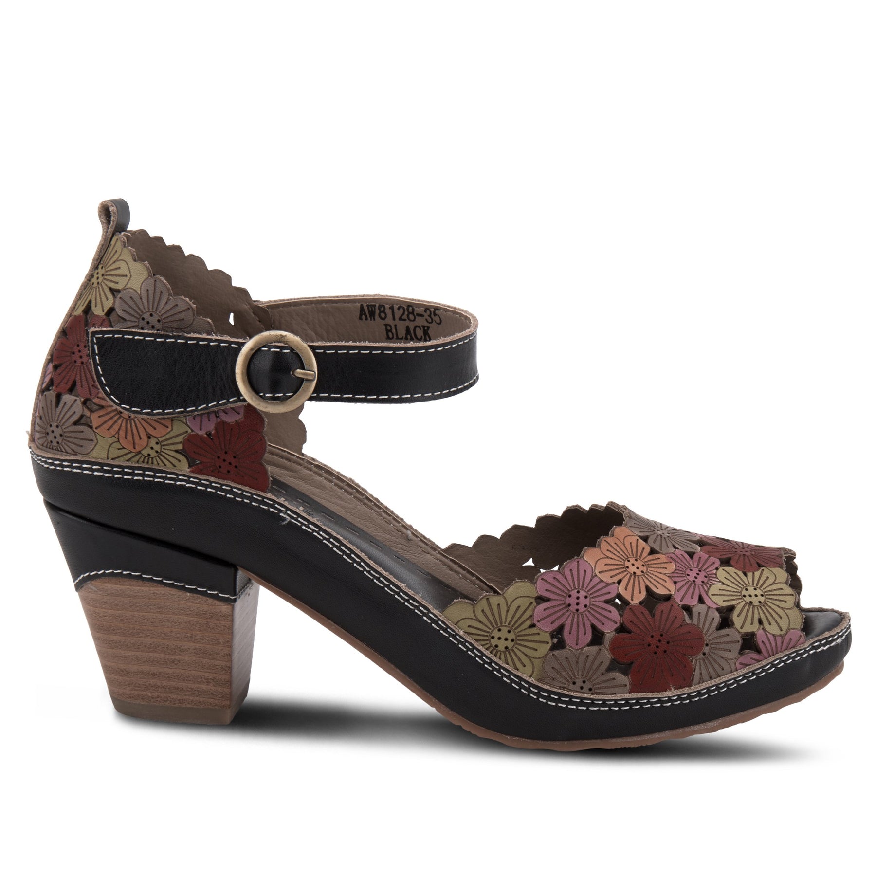 Avnia Floral Peep Toe in Black