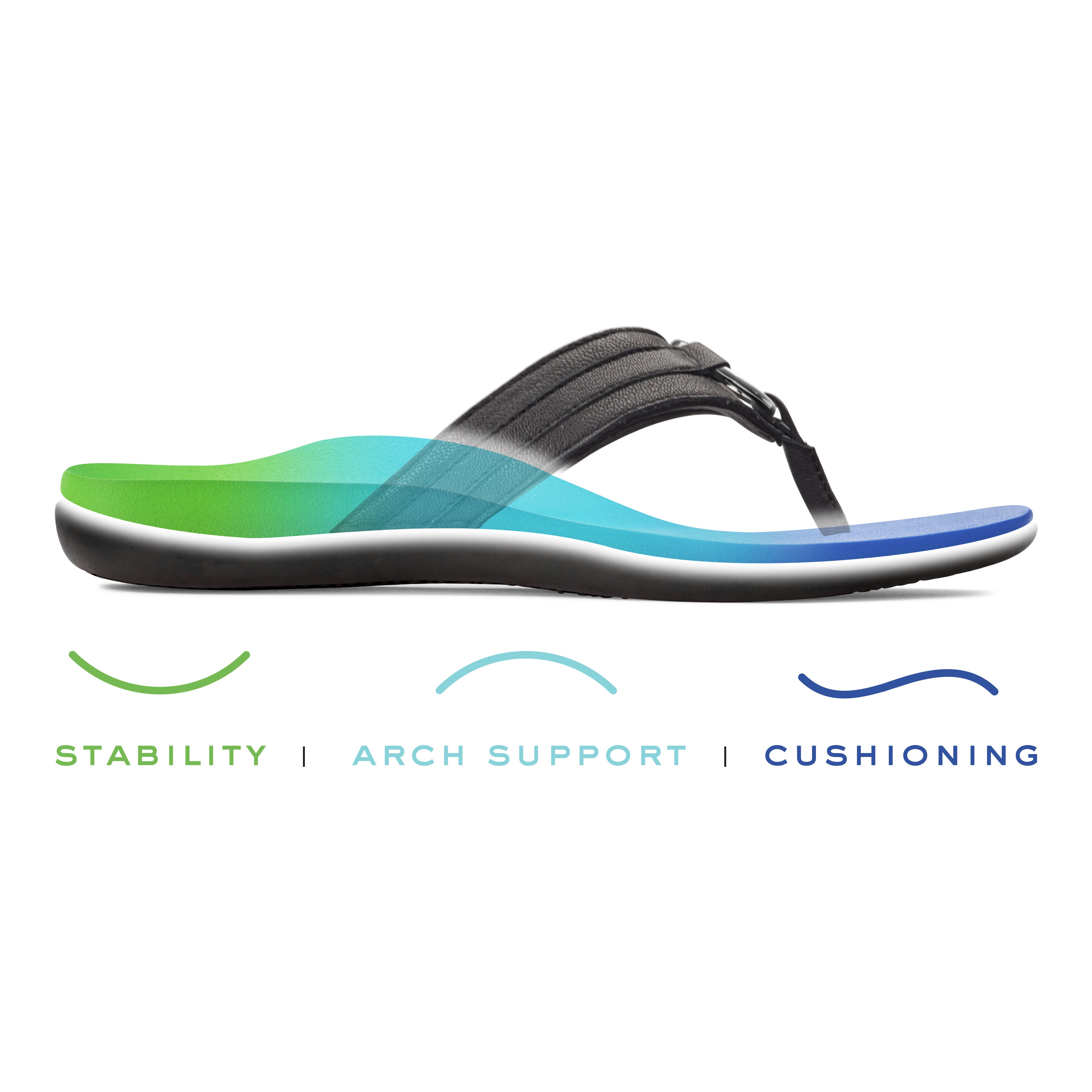 Tide Aloe Leather Flip Flop in Black