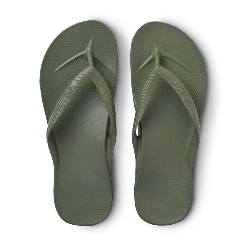 Archies Arch Support Flip Flops in Khaki