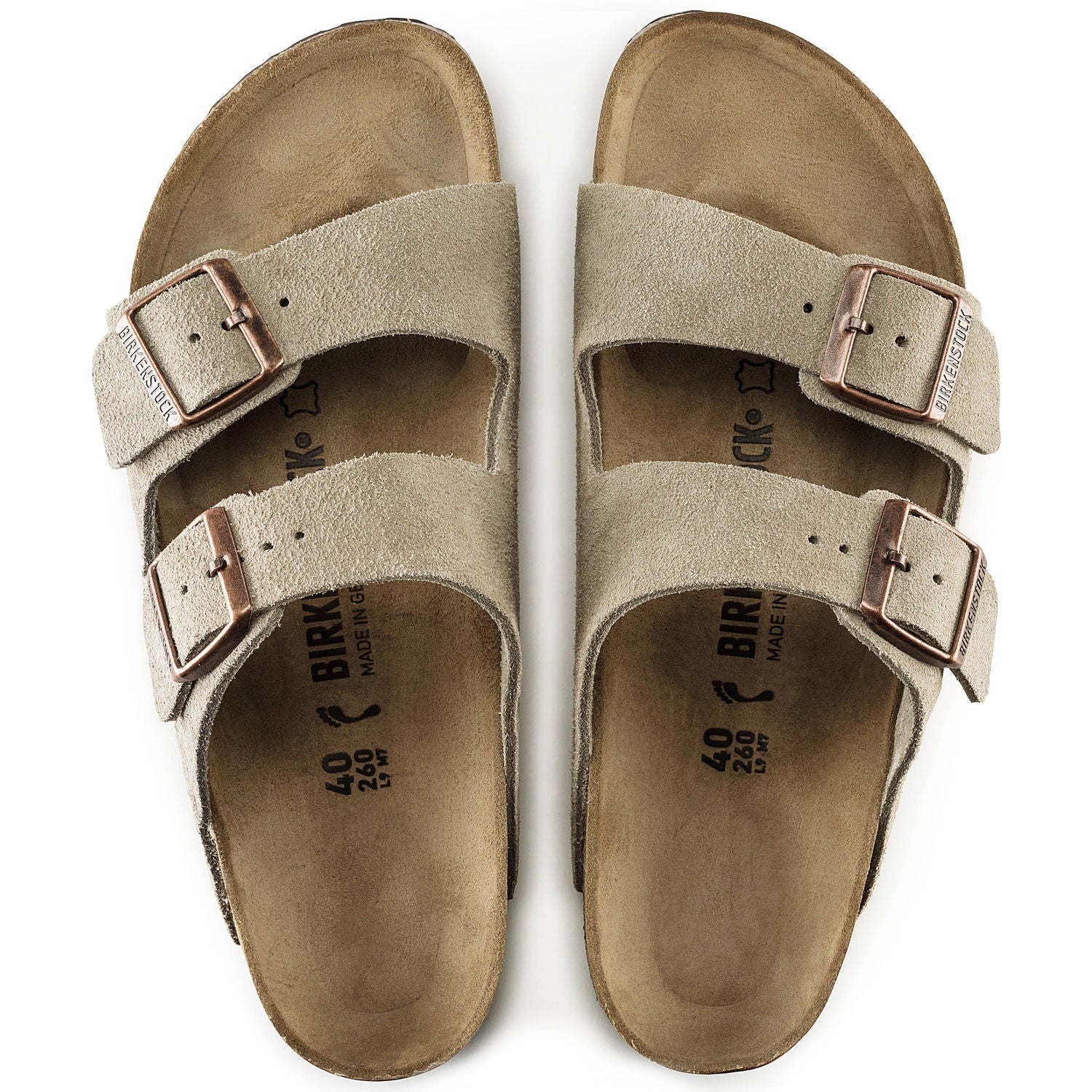 Arizona Classic Footbed Sandal in Taupe Suede