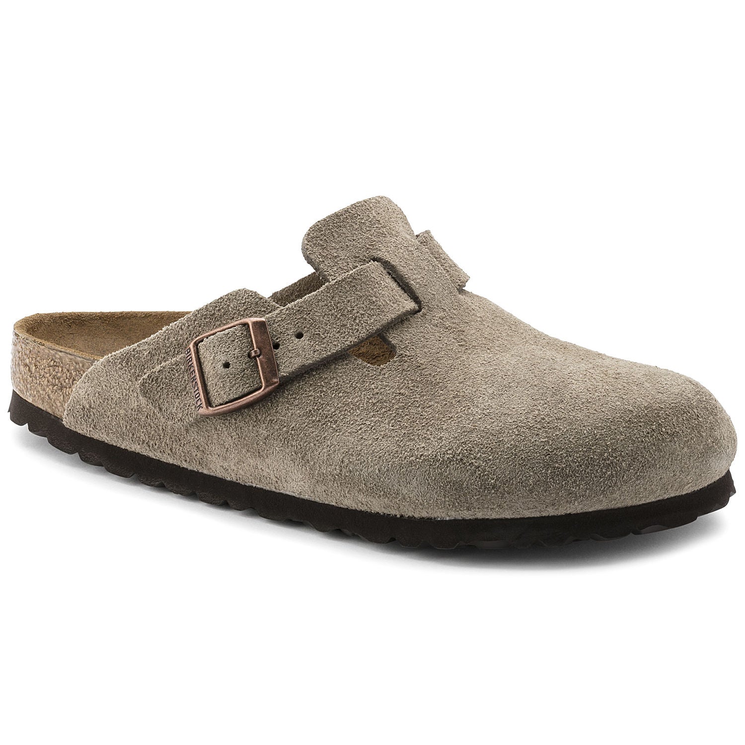 Boston Buckle Classic Footbed Mule in Taupe